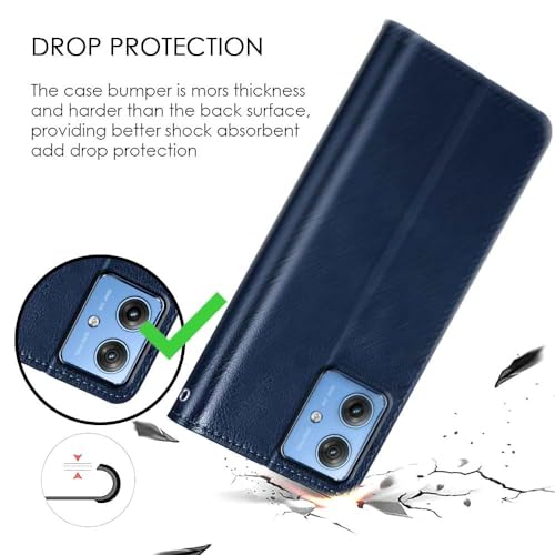 Image of TOUCCH Flip case for Motorola Moto G54 5G | Moto G64 5G| Leather Finish Cover & Flexible Stand Design | Card and Money Pocket | Blue