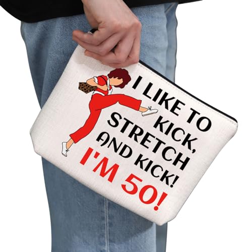 G2TUP TV Show Inspired Gift I Like To Kick I'm 50 Makeup Bag Fun Skit Lover Cosmetic Bag TV Show Characters Fans Gift (I Like To Kick I'm 50 MB)2