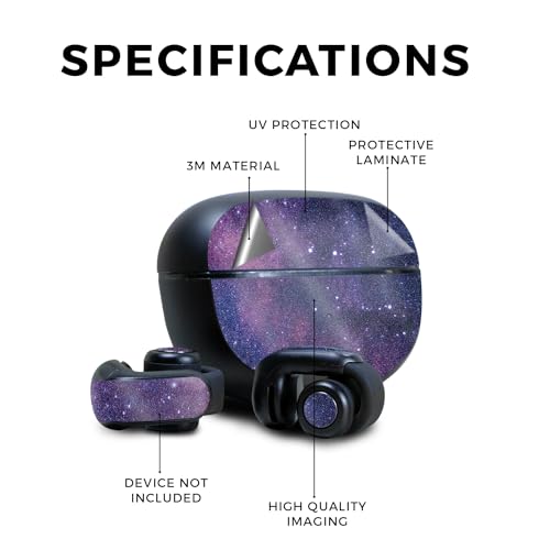 Image of Glossy Glitter Skin Compatible with Bose Ultra Open Earbuds - Violet Stars - Premium 3M Vinyl Protective Wrap Decal Cover - Easy to Apply | Crafted in The USA by MightySkins