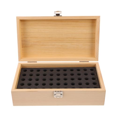 Caja de madera para pilas AA con 55 ranuras y organizador con esponja protectora