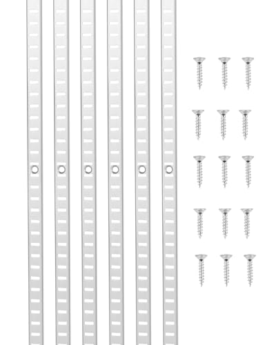 VEVOR Crémaillère d'Étagère, 1846 mm, Rail d'Étagères Mural à Perforation Simple, Lot de 20, Rails Réglables Robustes Acier avec Vis, Facile à...