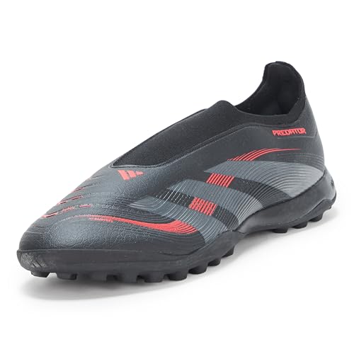 adidas Unisex Predator League Laceless Turf Sneaker, Black/Grey/Lucid Red, 11 US Men