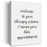 LEXSIVO Hair Salon Print Canvas Wall Art Beauty Salon Decor Welcome to Your Therapy Session Hair Therapy Painting 12x15 Canvas Poster Framed Ready to Hang Artwork Hairstylist Gift