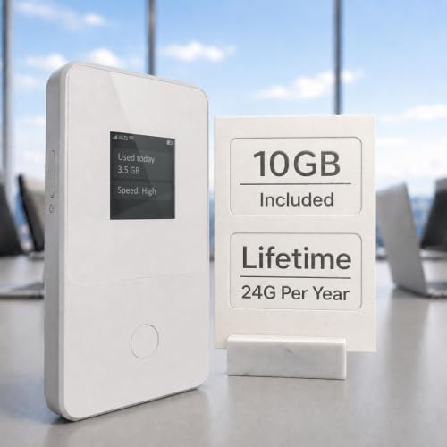 Image of Global Pocket WiFi Hotspot - No SIM, Works in 140+ Countries, 10GB USA Data Included + 2GB Monthly Free Data for Life, Portable 4G LTE Travel Router, Connect Up to 8 Devices, Mobile Internet Device