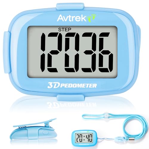 AVTREK Podómetro 3D Mini podómetro sin App sin Bluetooth para Caminar o Correr Actividades de Senderismo al Aire Libre (Azul)
