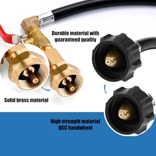 RV Gas Refill Adapter Hose with Gauge and ON Off Control Valve 3 Feet Gas Tank Extension Hose for 1 Lb Gas Tank — view 6