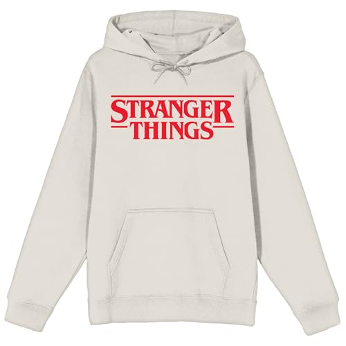 Bioworld Stranger Things Classic Logo Hoodie - Sand Hooded Sweatshirt-XXL