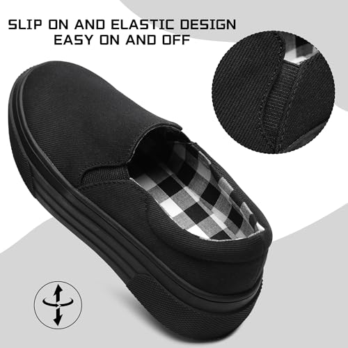 Girls' Slip-On Sneakers Thick Non-Slip Sole, Elastic Stretch Comfort, Easy On/Off Athletic Running Shoes for Kids Toddler3