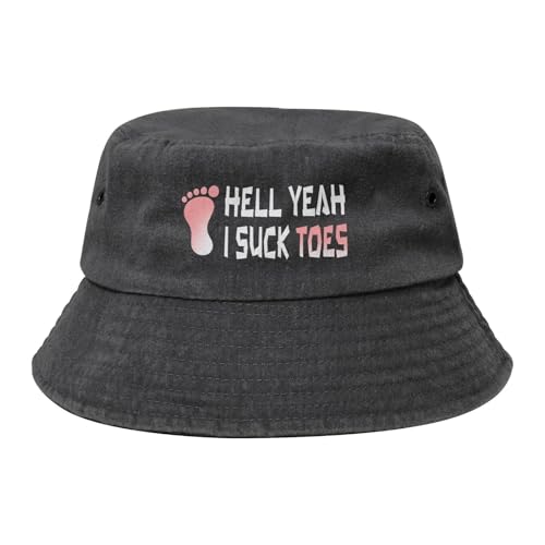 Qauirfe Hell Yeah I Suck Toes Fashion Cowboy Denim Fisherman Hat Outdoor Fishing Cap Sun