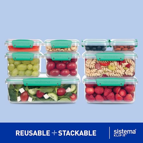 Sistema KLIP IT Food Storage Containers | Airtight & Stackable Meal Prep Containers with Lids | School Lunch Boxes & Snack Boxes | 18 Count (9 Containers & Lids) - Image 5