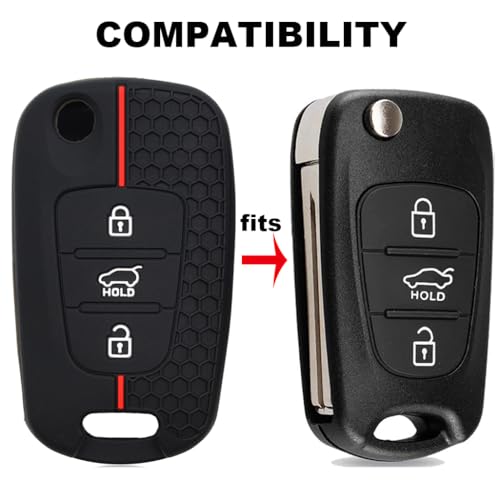 3 Buttons Key Cover Protector for Hyundai i20 i30 i35 iX20 iX35 and for Kia Ceed Soul Sportage Venga Key Case,Silicone Car Folding Key Fob Shell