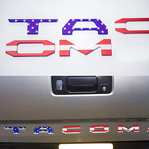 Miloder Tac Accessories Tailgate Letters for Auto Safety Tailgate Adhesive Backing Insert Letters Compatible with Tac 2016-2022 3D Raised Rear Emblem Decals with Seccotine (American Flag)