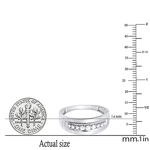 Dazzlingrock Collection 0.23 Carat (Ctw) Round Nine White Diamond Mens Groom Traditional Wedding Anniversary Band 1/4 Ct | 925 Sterling Silver, Size 8.5 #TOP4