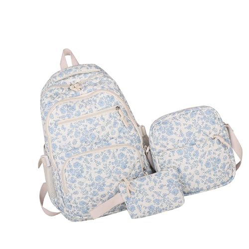 Sac à dos d'école pour fille bleu robuste pour éviter les déchirures de livres et cahiers