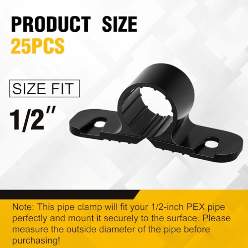 Image of Briwooody 25 Pack 1 /2 Inch Pipe Supports Suspension Clamp Pipe Clamps Pex Clamps for Pex, Copper, CPVC(Black)