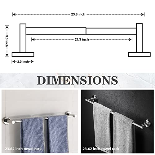 Kuled Bathroom Hardware Set,6 Pieces Brushed Nickel Towel Bar Set,Include Adjustable Towel Bar,16'' Towel Bar,Towel Ring,Toilet Paper Holder,2 Robe Towel Hooks Bathroom Towel Rack Set Wall Mounted #TOP5