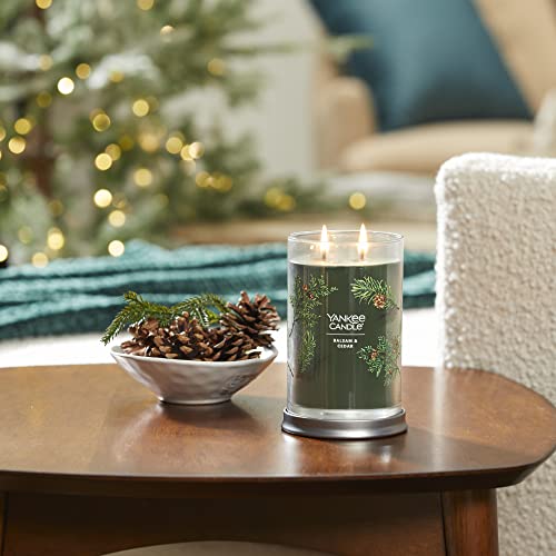 Image of Yankee Candle Balsam & Cedar Scented, Signature 20oz Large Tumbler 2-Wick Candle, Over 60 Hours of Burn Time (Pack of 2)