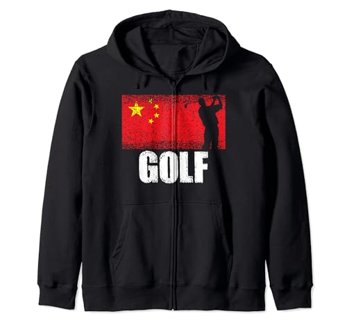 Golf Sport, China Flag, Chinese Golfer Zip Hoodie