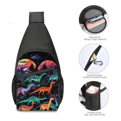 Bolsa de bandolera con diseño de dinosaurios coloridos miniatura 5