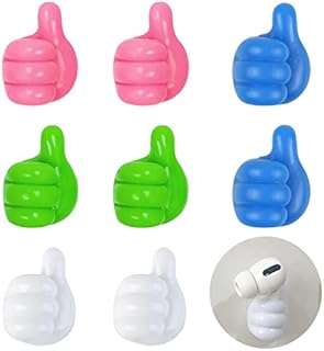 Leikedun 8 Pcs Self Adhesive Hooks, Magicin Adhesive Small Hand Hook Thumb Wall Hooks Creative Hand-Shaped Key Hooks Towel Hooks Stick on Hooks for Kitchen Bathroom Office Wall Decor