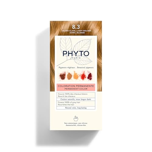 Phyto Paris – Coloración Capilar Permanente 8.3 Rubio Claro Dorado – Color Rubio Claro Dorado Luminoso, Natural y Radiante – Tinte Sin Amoníaco Enriquecida en Pigmentos Botánicos – Uso Ùnico