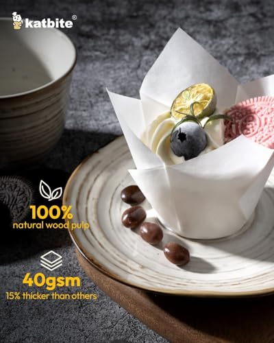 image for Katbite Tulip Cupcake Liners 200PCS, Muffin Baking Cupcake Liners Hold