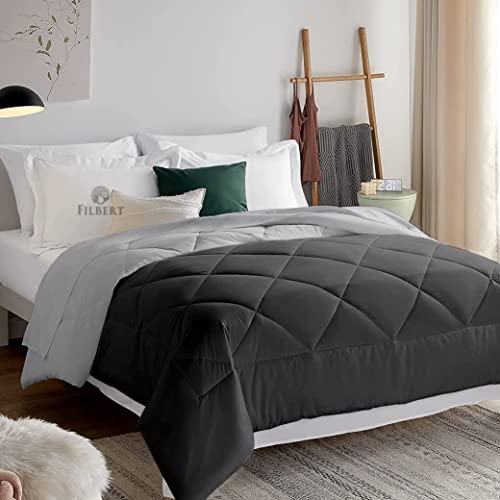 Image of Filbert Reversible Microfiber 250 GSM Diamond Stitch Double Bed Comforter Blanket for All Season Light Weight (92 inch x 106 inch Inches /233cm x 269cm) - Comforter King Size|Silver /Dark Grey