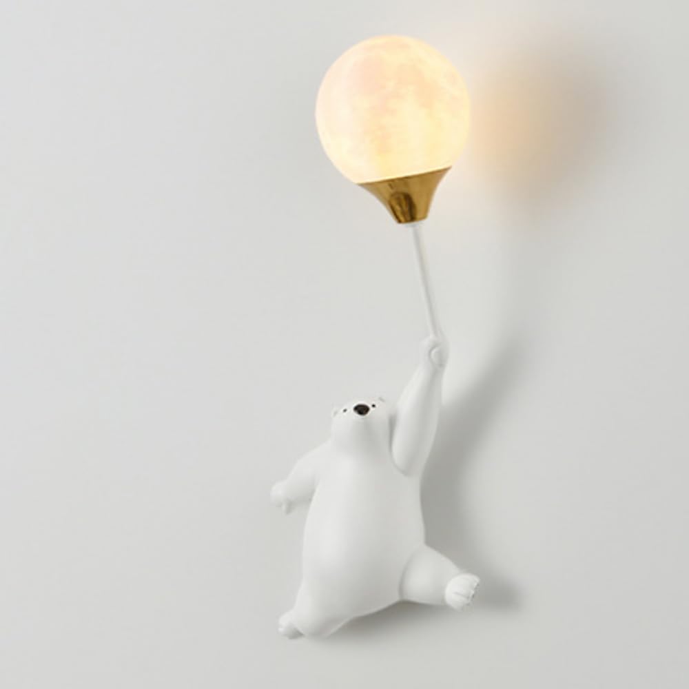 SMCCYYSD Cartoon Bear Wall Light Balloon Lamp Children's Room Fairy Mount Lighting Fixture G9 Hardwired Sconces for Girls Boys Kids Bedroom Decoration