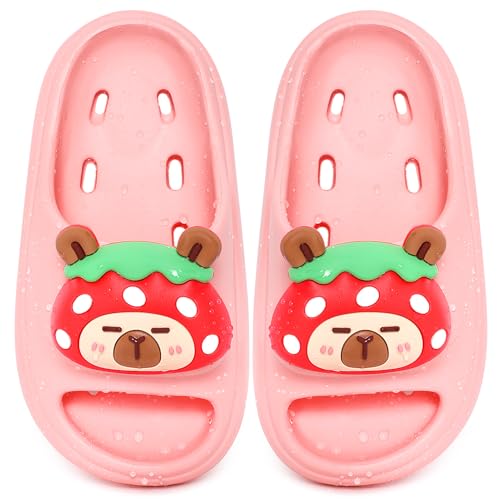 techcity Boys Girls Slide Sandals Cute Cushioned Thick Sole Summer Beach Pool Shower Slippers Non-slip Quick Drying Sandal for Toddler Little Big Kid