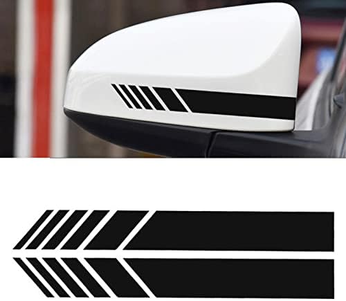 TimNas 2 PCS Car Rear View Mirror Stickers, 5.51" x 1.18" Striped Rearview Mirror Car Stickers, Car Side Mirror Reflective Decals (Black)