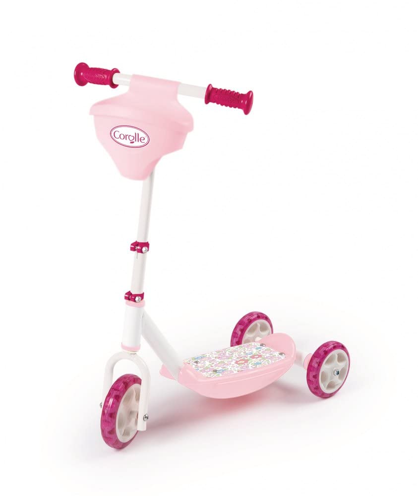 Smoby - Corolle - Patinette 3 Roues - Trottinette Enfant - Roues Silencieuses - Porte Poupon Intégré - Guidon Réglable Jusqu'à 67 cms - A Partir de 3 Ans