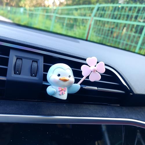Image of Cute Car Air Freshener Vent Clips, 3D Animal with Mini Fan Diffuser Vent Clip, Air Conditioning Decoration Car Accessories for Women and Men