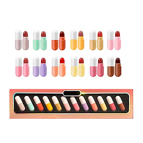 ETOSELL 12Pcs Lipstick Set Smooth Lip Glosses Set Mini Lip Stain Waterproof Long Lasting Matte Portable Lipstick Set Gift for Girls and Women