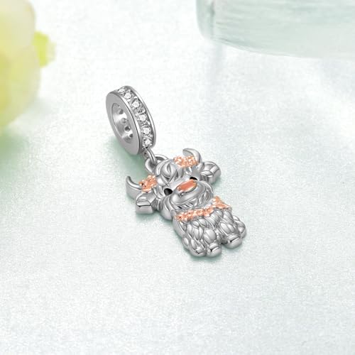 Highland Cow Charms for Bracelets 925 Sterling Silver Cow Charms Cute Bracelets Jewelry Gifts for Women3