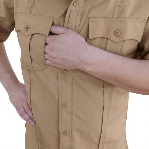 Image of First Class 100% Polyester Short & Long Sleeve Zippered Uniform Shirt 4 Pocket Hidden, Law Enforcement BDU Zipper Closure.