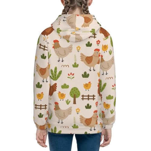 Cute Hen and Chicks Kids Pullover Hoodies Boys Sweatshirts Girls Athletic Clothes with Pocket4