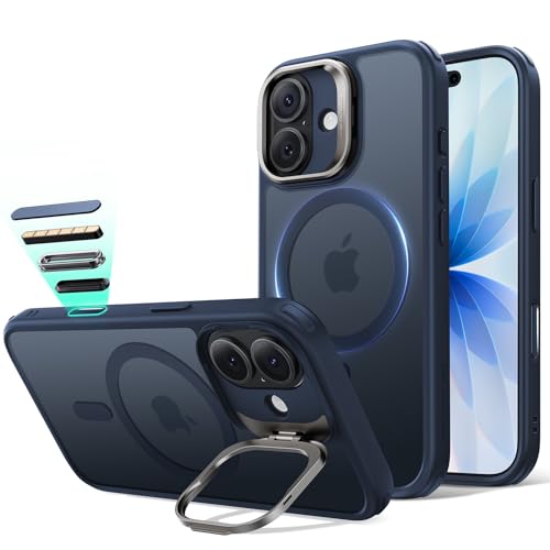 Image of ESR for iPhone 17 Case with Stash Stand, Camera Control Cover Compatible with MagSafe, Military-Grade Drop Protection Magnetic Phone Case, Scratch-Resistant Back Cover,Frosted Blue