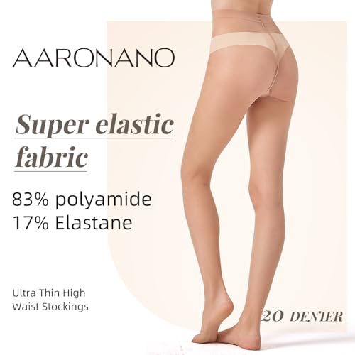 Image of 3 Pairs Sheer Pantyhose for Women T-Crotch Tights 20D Ultra Thin High Waist Stockings