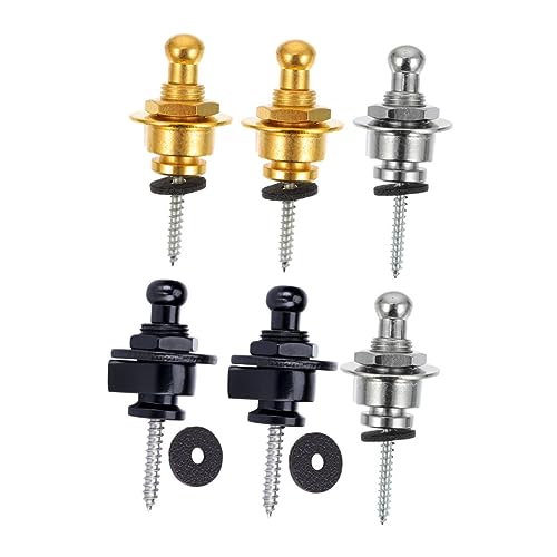 ERINGOGO 6 Pack Guitar Strap Locks Heavy Duty Metal for Electric Bass Secure Guitar Strap Nails Smooth Round Design Practical for Long Use