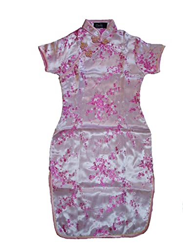 Robe chinoise rose filles fleur satin idéal pour mariage