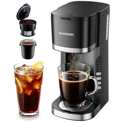 Image of SHARDOR Mini Single Serve Coffee Maker for K-Cup Pods & Grounds, Hot & Iced