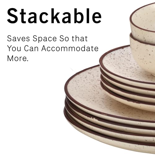 Image of Bodhi House Solid Handcrafted Stoneware Ceramic Dinner Set, Dish Set Serving, Microwave and Dishwasher Safe, Bone-ash Free, Crockery Set for Dining and Gifting (Beg-SPCK, Pack of 18 (6F+12K))