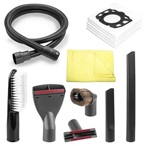 PRIMEBAG Autoinnenreinigungsset kompatibel mit Kärcher WD4 WD5 WD6 MV4 MV5 MV6 Nass- Trockensauger Zubehör Set für Autoreinigung inkl. 5 Beutel, Schlauchverlängerung, Mikrofasertuch, Autodüse uvm.