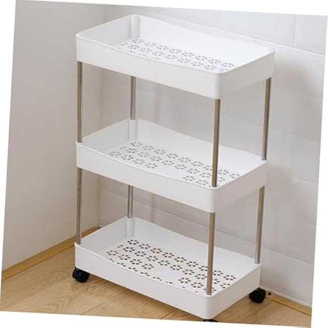 Multi-Purpose Rolling Storage Rack Kitchen Organizer Shelf with Wheels Frame Removable Cart for Bathroom Bedroom Balcony and Office Storage-CPppxTxR