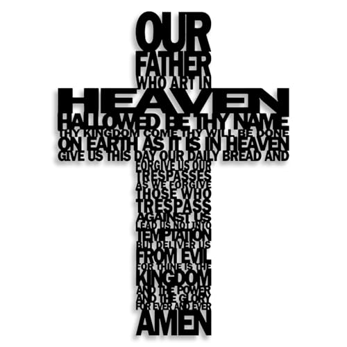 LIYOUYA Metal Cross Wall Decor - Rustic Farmhouse Decor Black Prayer Text Cross Wall Art Home Decor for Living Room Bathroom Bedroom Dining Room Office Church (Black)