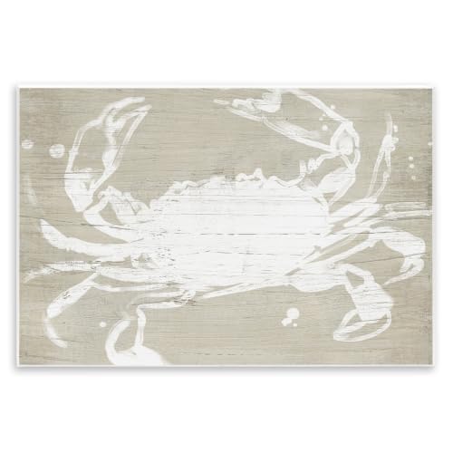 Soft Nautical Crab Rustic Grain, 13 x 19 Inch Mounted Print on Wall Plaque