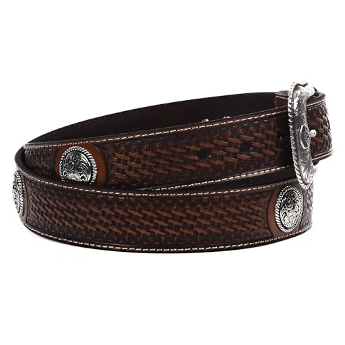 ARIAT Men's Basket Stamp Circle Concho Belt4
