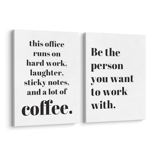 XWELLDAN Be The Person You Want to Work With in This Office Wall Art Decor Canvas 11x14 Set of 2, Home Office Wall Art Decor, Wall Art for Office, Framed