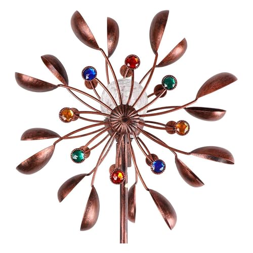 Solar Wind Spinner,Wind Catchers Spinner,Metal Garden Spinner,Patio Iron Windmill,Solar Winnowing Machine,for Outdoor Yard Patio Lawn Garden Decorations, Double Windmill Spinner