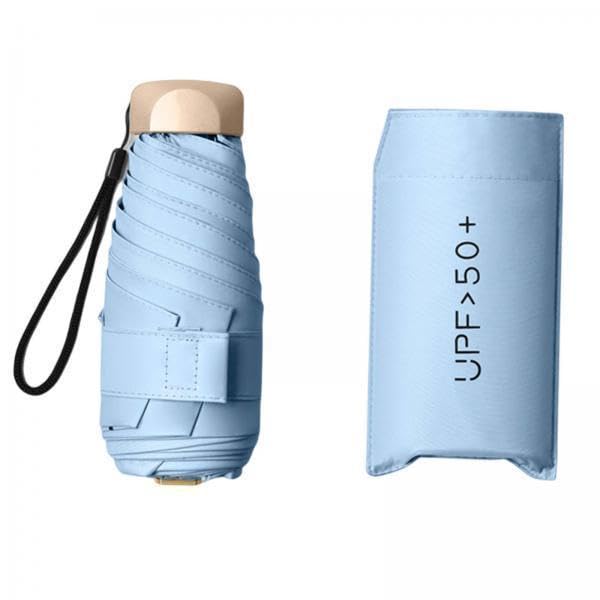 4xMini Sun Protection Umbrella with Case for Men and Women Sturdy Car Umbrella Light Blue Clothing Shoes & Accessories | Womens Accessories | Umbrellas-image-11
